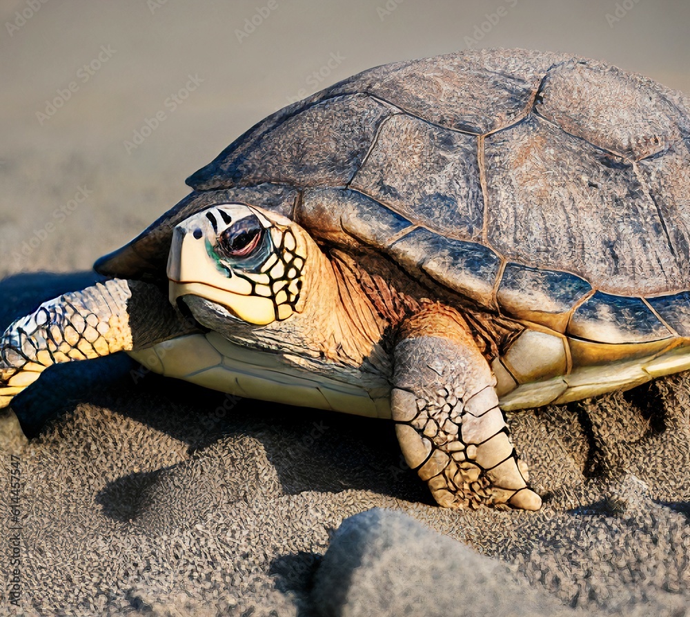 Naklejka premium sea Turtle on the way back after she laid her eggs