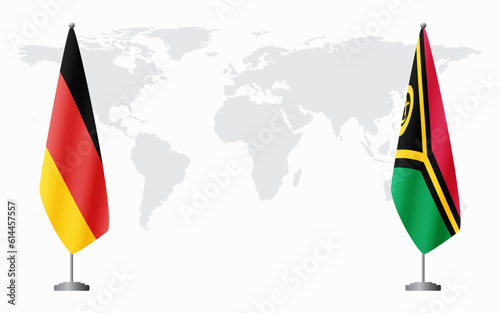Germany and Vanuatu flags for official meeting