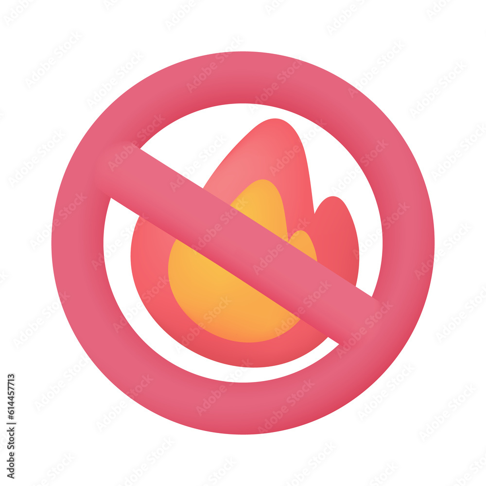 No fires. Forest burning prevention concept for the planet. 3d illustration