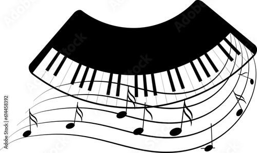 Musical instruments. Piano keyboard with music wave. Vector illustration