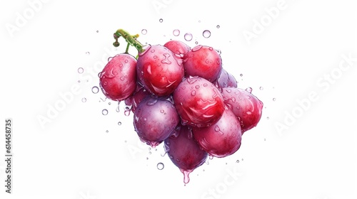 Ripe red grape with water drops. Healthy fruits. Generative AI. Illustration for cover, card, postcard, interior design, decor, packaging, invitations or print..