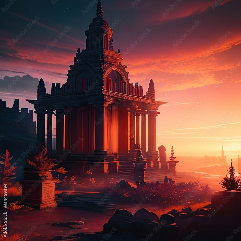 Naklejka premium Sights of ancient civilizations, beautiful world landscape, generative ai, ai generated art 