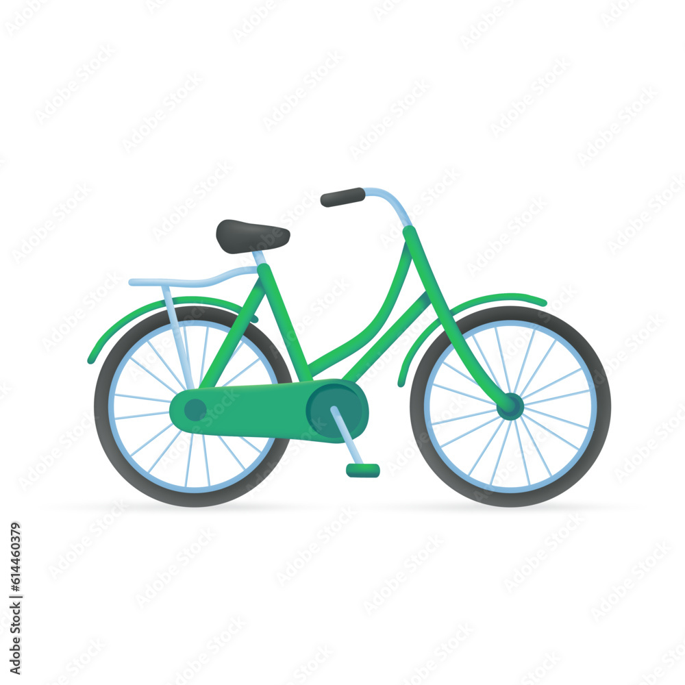 green bike Carbon dioxide emission reduction concept for the planet. 3d illustration