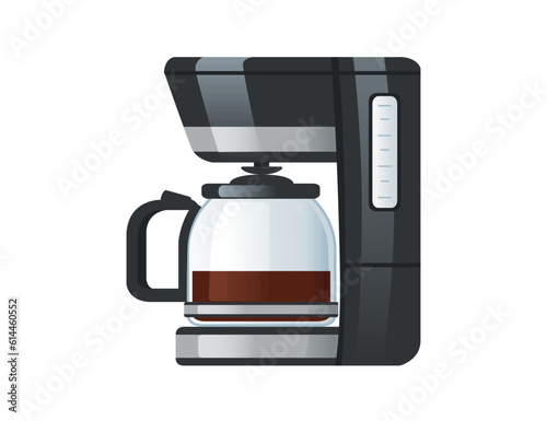 Classic style coffee maker machine with glass pot vector illustration isolated on white background