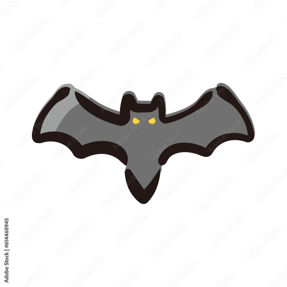 Bat - Halloween icon/illustration (Hand-drawn line, colored version)