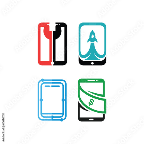 set of hand phone mobile logo icon vector design template, element graphic illustration design, suitable for your company
