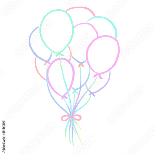 	
Rainbow line balloon, party, signs and symbols, Hand drawn in doodle style