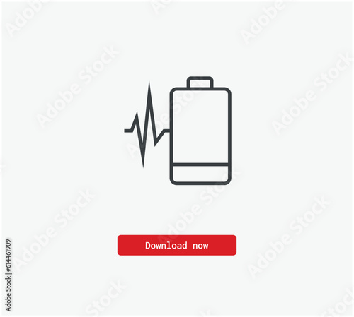 Battery connection to phone vector icon. Symbol in Line Art Style for Design, Presentation, Website or Mobile Apps Elements, Logo. Pixel vector graphics - Vector