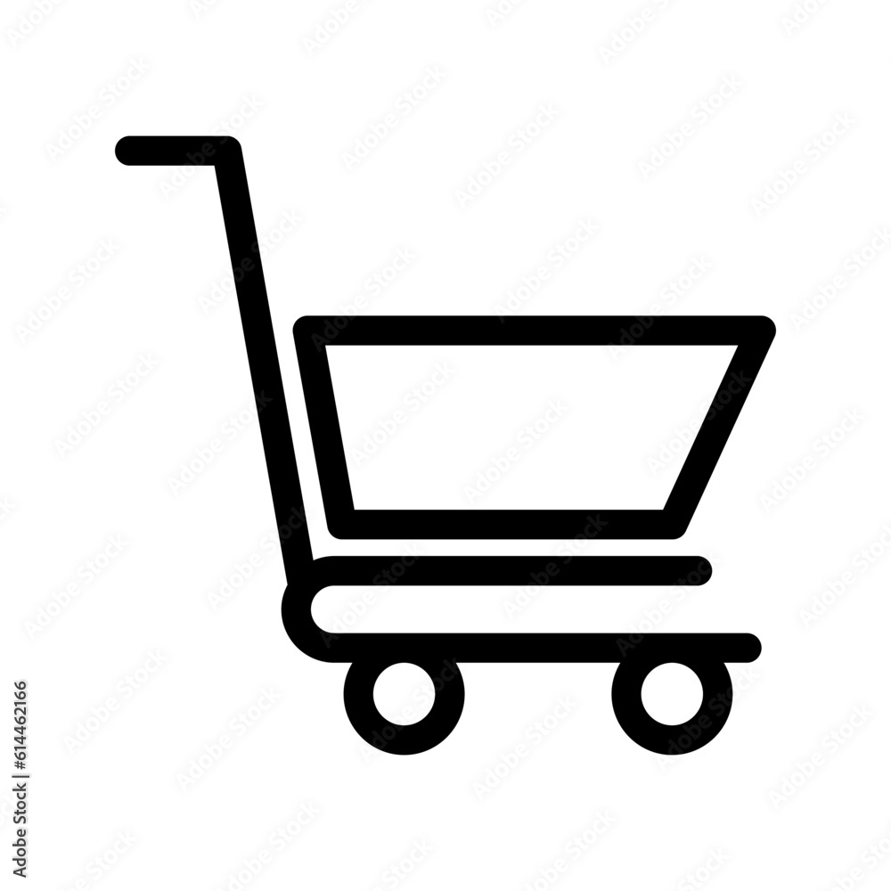 Shopping cart icon in trendy line style design. Vector graphic illustration. Shopping cart symbol for website, logo, app and interface design. Black icon Shopping cart icon in trendy line style design. Vector graphic illustration. Shopping cart symbol for website, logo, app and interface design. Black icon