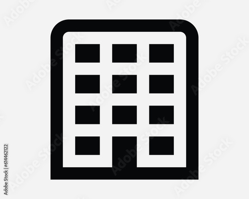 Building Icon Skyscraper Apartment Condominium Office Block Residential Housing Commercial Black White Sign Symbol Artwork Graphic Clipart EPS Vector