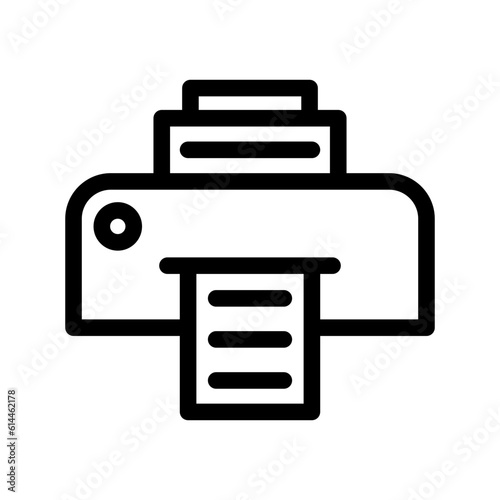 Printing press icon in trendy line style design. Vector graphic illustration. Print engine symbol for website, logo, app and interface design. Black icon