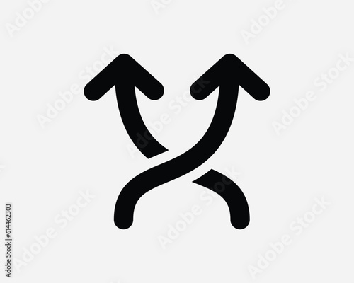 Choice Arrow Icon. Two Arrows Left Right Choose Decision Path Route Crossroad Black White Sign Symbol Illustration Artwork Graphic Clipart EPS Vector