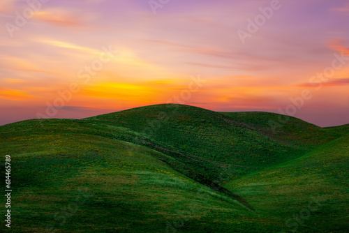 California  Green hills in California at twilight  USA