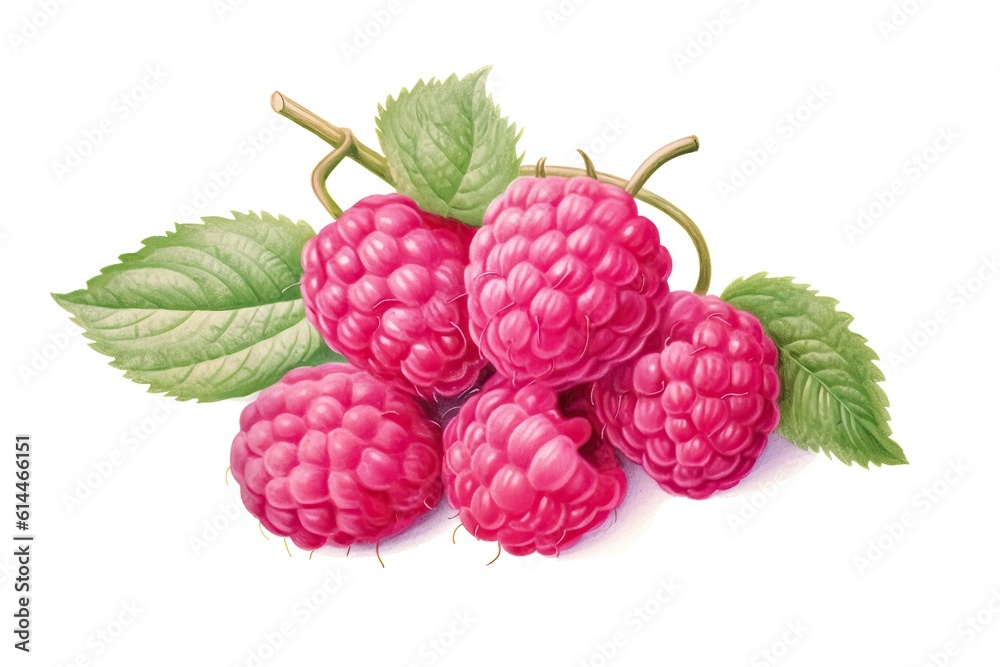  Raspberry illustration. Fruit illustration. Generative AI