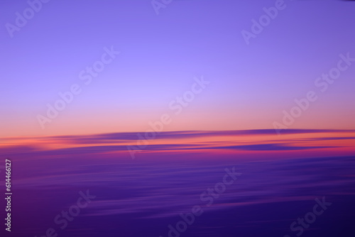 Beautiful sky above the clouds, top view from fly, aerial view of clouds and,