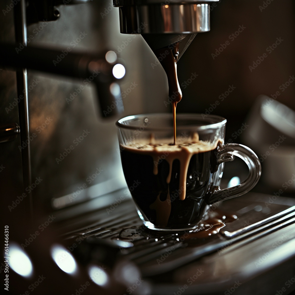 coffee from the coffee machine pours beautifully into a cup ai generation coffee from the coffee machine pours beautifully into a cup ai generation