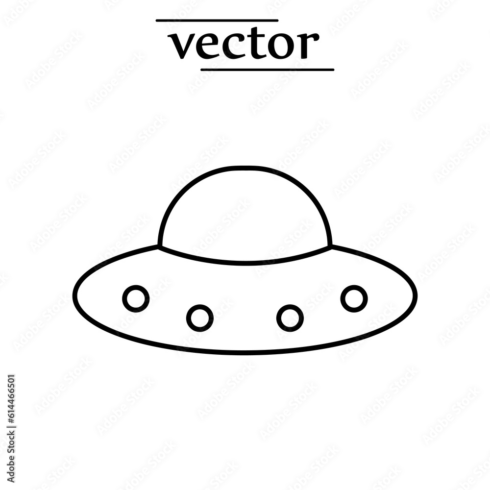 Alien car symbol, flying saucer outline vector icon illustration on white background..eps Alien car symbol, flying saucer outline vector icon illustration on white background..eps