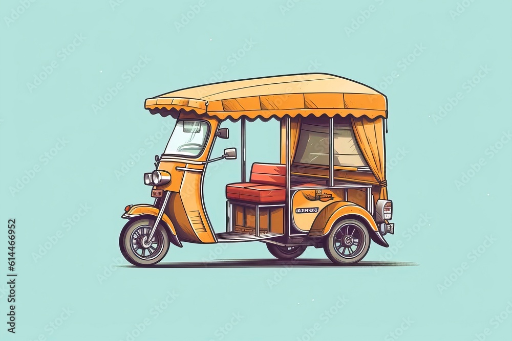 Rickshaw Illustration. Transportation illustration. Generative AI