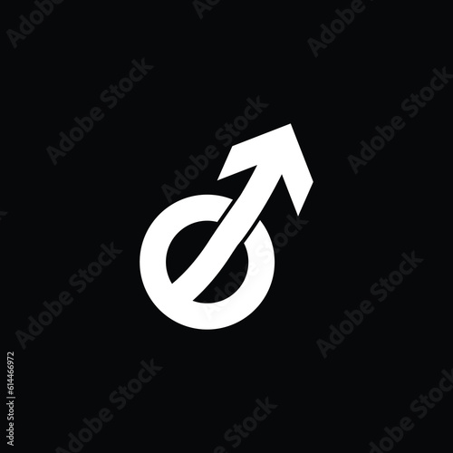 Masculism logo . blue male fist color with arrow in circle vector template. Men rights fight icon photo