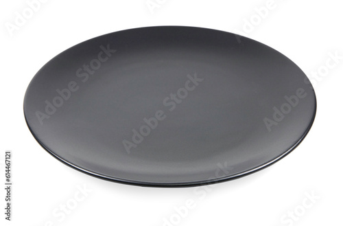 Black ceramic bowl isolated on white background.