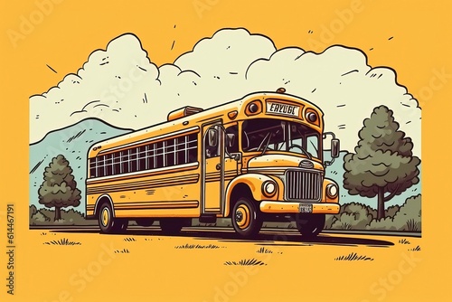 School Bus Illustration. Transportation illustration. Generative AI