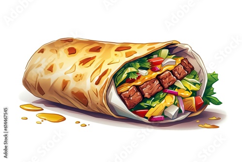 Shawarma Illustration. Food illustration. Generative AI