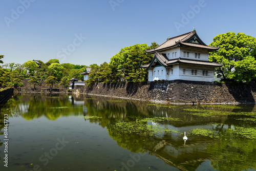 Imperial Palace castle surround by pond, Tokyo, Japan