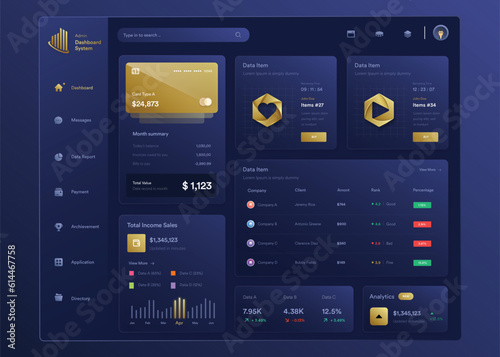 Infographic NFT dashboard. UI design with graphs, charts and diagrams. Web interface template for business presentation