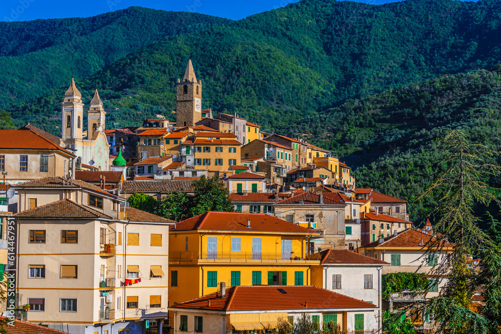 View of Ceriana in the Province of Imperia, Liguria, Italy