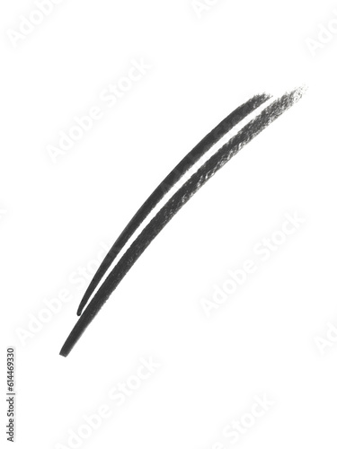Black Eyebrow pencil texture stroke isolated on white background. Cosmetic product swatch