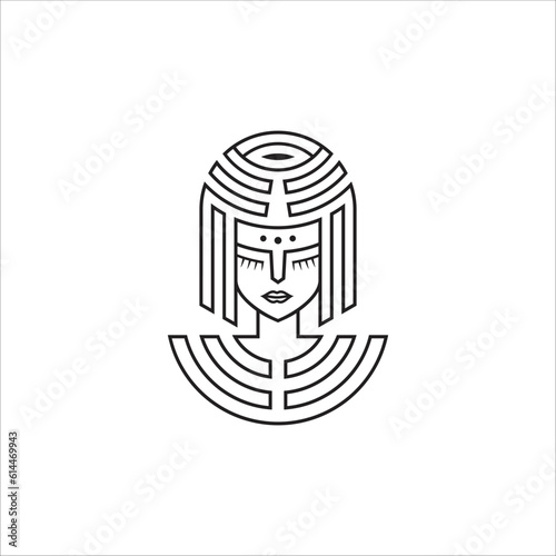 Cleopatra logo concept in line art