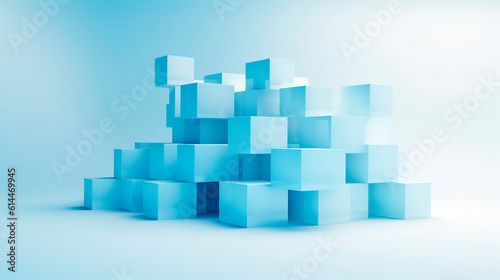 abstract blue cubes stack building blocks
