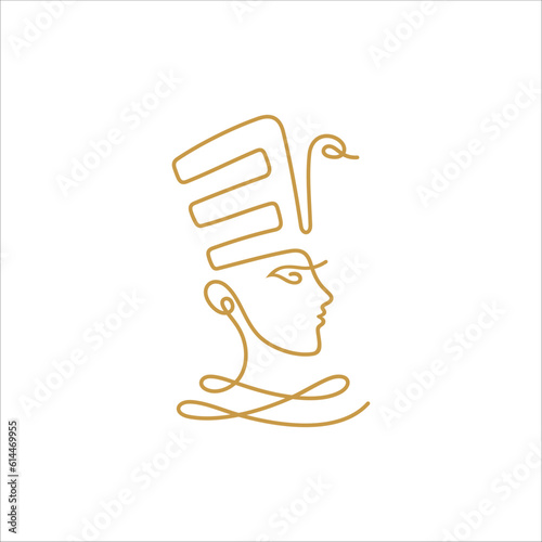 Cleopatra logo design in gold line art
