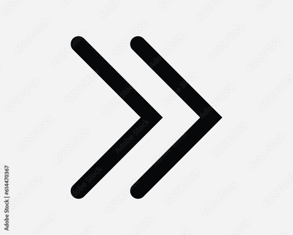 Double Right Arrow Icon. Direction Navigation Path Route Next Skip Forward. Black White Sign Symbol Illustration Artwork Graphic Clipart EPS Vector Double Right Arrow Icon. Direction Navigation Path Route Next Skip Forward. Black White Sign Symbol Illustration Artwork Graphic Clipart EPS Vector