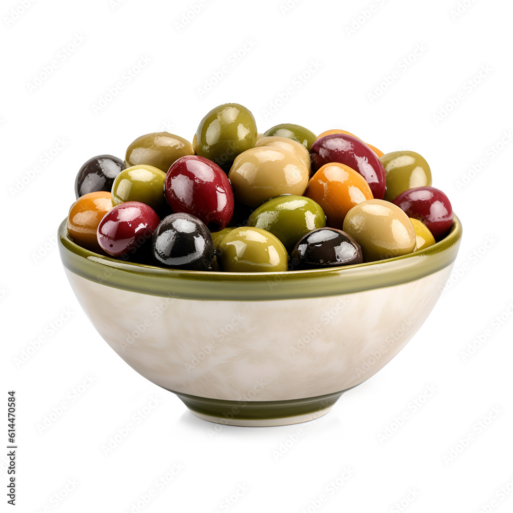 Mix of olives fruits in bowl. Generated AI Mix of olives fruits in bowl. Generated AI