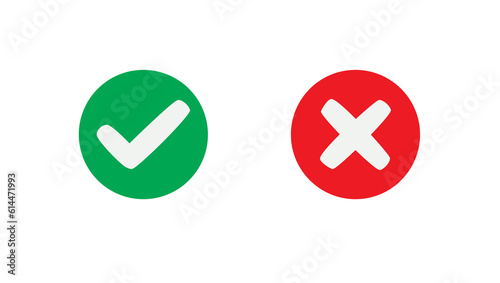 tick icon set, red and green icon, right or wrong icon, illustration
