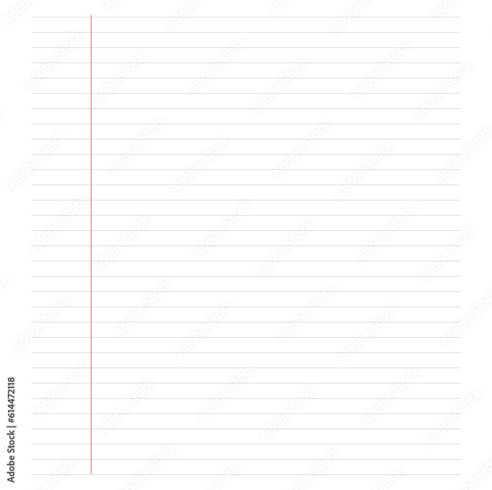Notebook paper, practice book, blank school notebook, design, white background with black lines and red border Notebook paper, practice book, blank school notebook, design, white background with black lines and red border