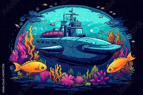 Submarine Illustration. Transportation illustration. Generative AI © CREATIVE STOCK