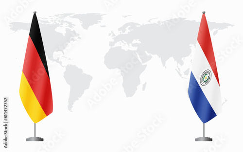 Germany and Paraguay flags for official meeting