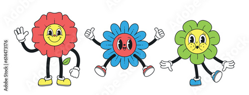 Quirky And Colorful Y2k Flower Characters With A Playful And Retro Aesthetic, Reminiscent Of Vibrant Whimsical Design