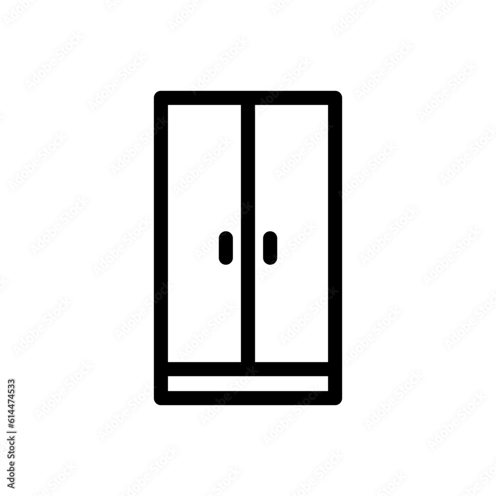 Cupboard icon in trendy line style design. Vector graphic illustration. Closet symbol for website, logo, app and interface design. Black icon Cupboard icon in trendy line style design. Vector graphic illustration. Closet symbol for website, logo, app and interface design. Black icon