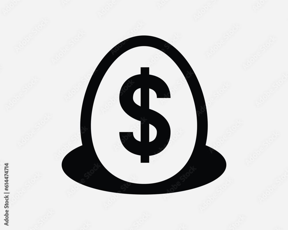 Obraz premium Money Egg Icon. Saving Nest Retirement Investment Save Savings Fund Finance Wealth Pension Black White Sign Symbol Artwork Graphic Clipart EPS Vector