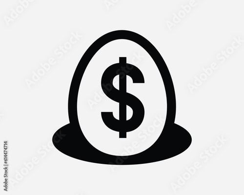 Money Egg Icon. Saving Nest Retirement Investment Save Savings Fund Finance Wealth Pension Black White Sign Symbol Artwork Graphic Clipart EPS Vector