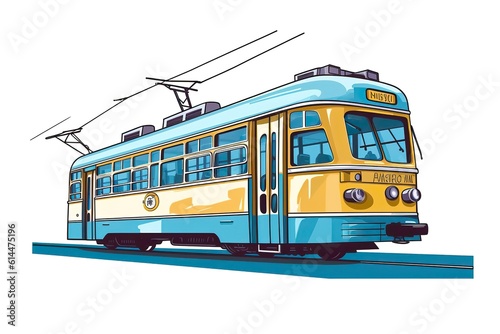 Tram Illustration. Transportation illustration. Generative AI
