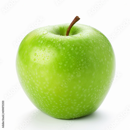 Perfect green apple on white , generative AI