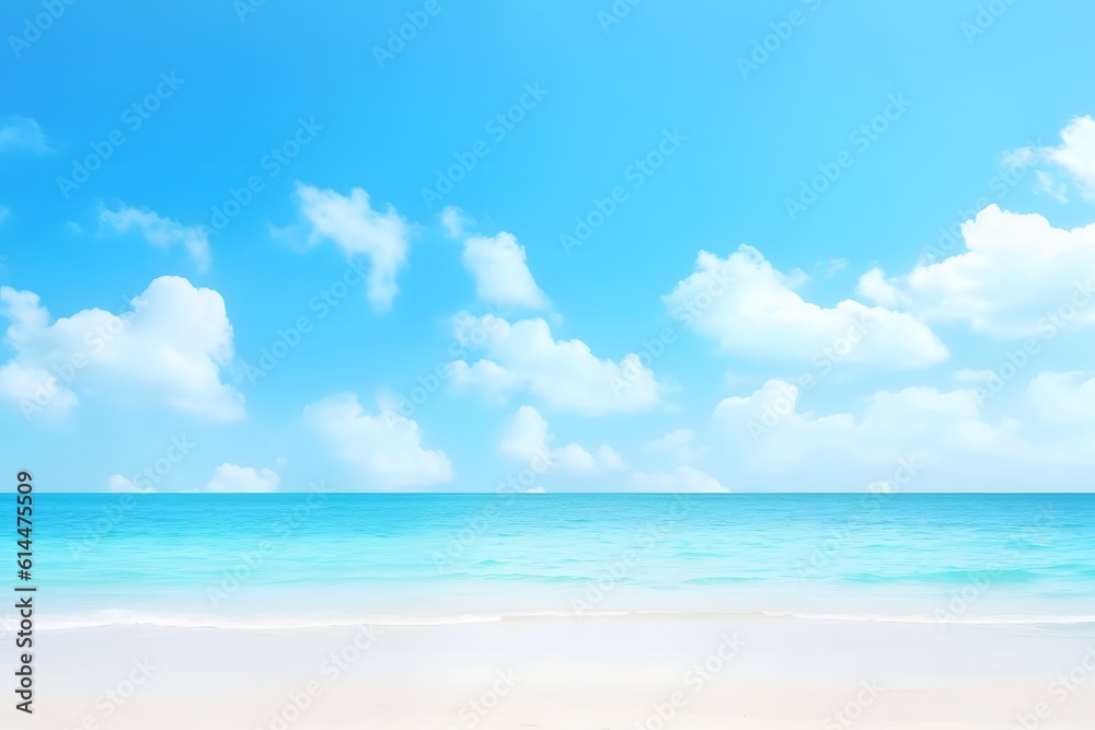 Beautiful beach and blue sky. ocean. seascape. Summer Sun Clean Air. generative ai