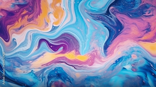 Brilliant abstract pattern created by mixing paints of different colors, abstract background
