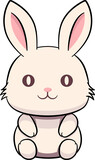 Cute rabbit cartoon minimal with outline