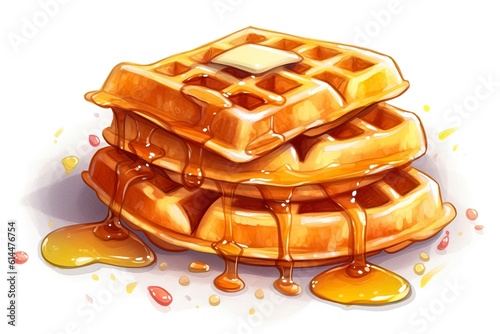 Waffles illustration. Food illustration. Generative AI 