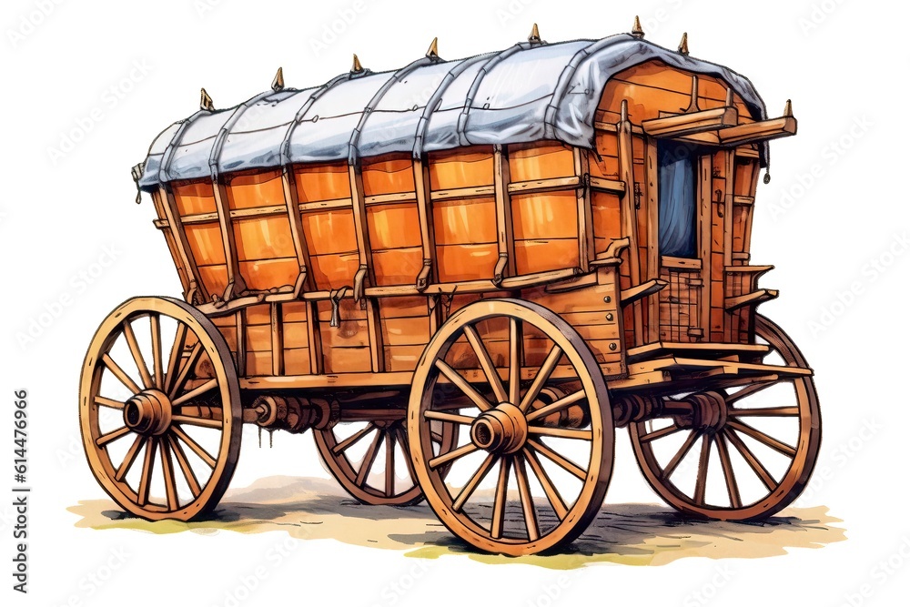 Wagon Illustration. Transportation illustration. Generative AI
